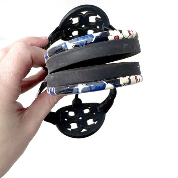 Tory Burch Miller Navy Floral Patent Leather Sandals Size 8 – Tea Rose Print - Picture 10 of 10